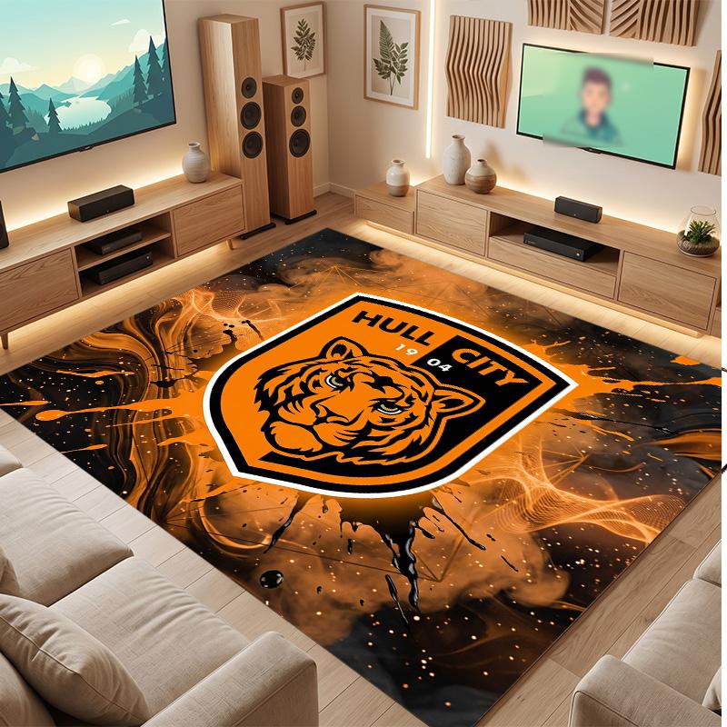 Ковер из хрустального велюра с принтом футбольного клуба Hull City, Удобный, Впитывающий влагу, Нескользящий, Ковер для пола в помещении