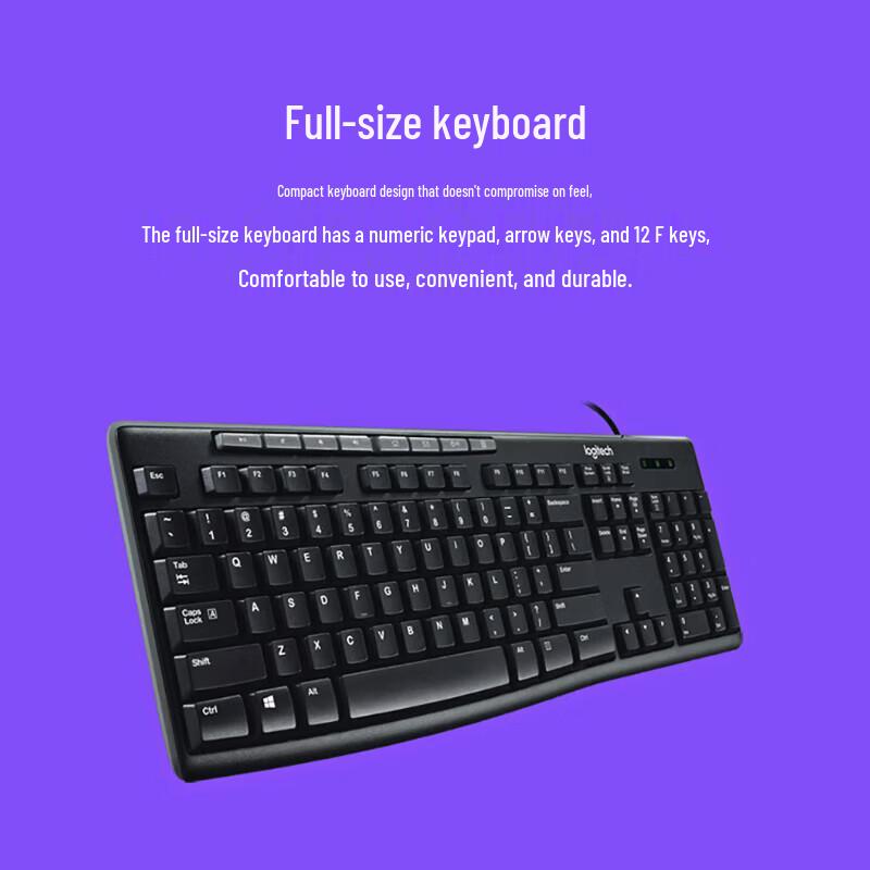 Проводная мультимедийная клавиатура и мышь Logitech MK200