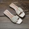 Korean Version of Open-toed Flat-bottomed Slippers for Women In the Summer of 2024, New Beige Casual Sandals, Fashionable Outer Wear, One-word Drag