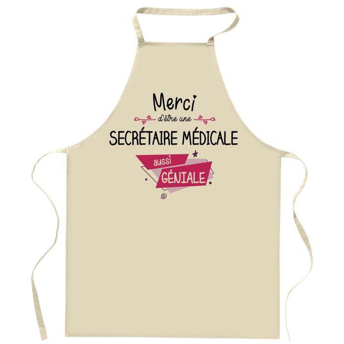 Planetee Tablier de cuisine Secrétaire Médicale Merci Géniale | Cadeau Femme pour Cuisinière Vêtement Blouse de protection Barbecue