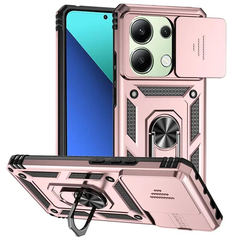 Противоударный бронированный чехол для Xiaomi Redmi Note 13 Pro 5G 4G с защитой объектива-слайдера, чехол для телефона для Redmi Note13 Note13pro 5G, задняя крышка