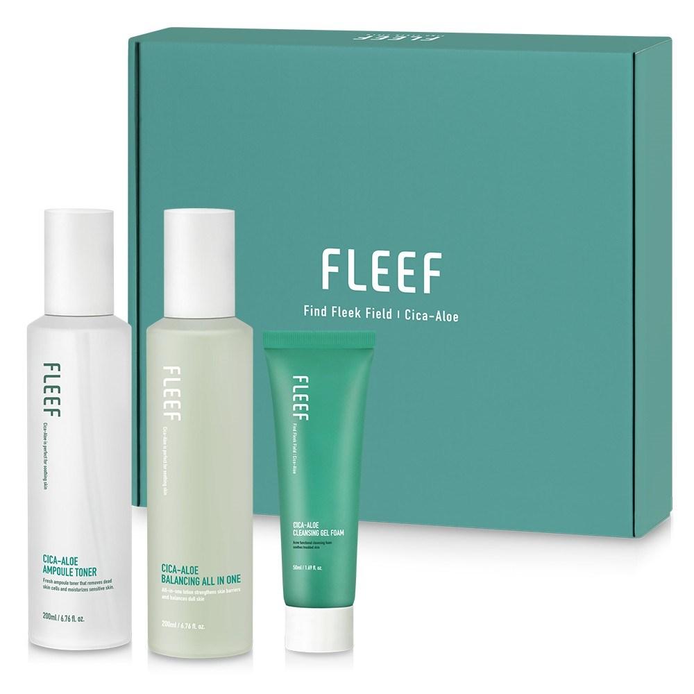 FLEEF Cica Aloe Skin Care Balancing Ampoule Skin Toner 200 мл + All-in-one 200 мл + Cleansing Gel Foam 50 мл Набор, 1 набор