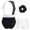 Girls Gymnastics Outfit Sparkly Rhinestones Sleeveless Keyhole Back Leotard with V Front Shorts