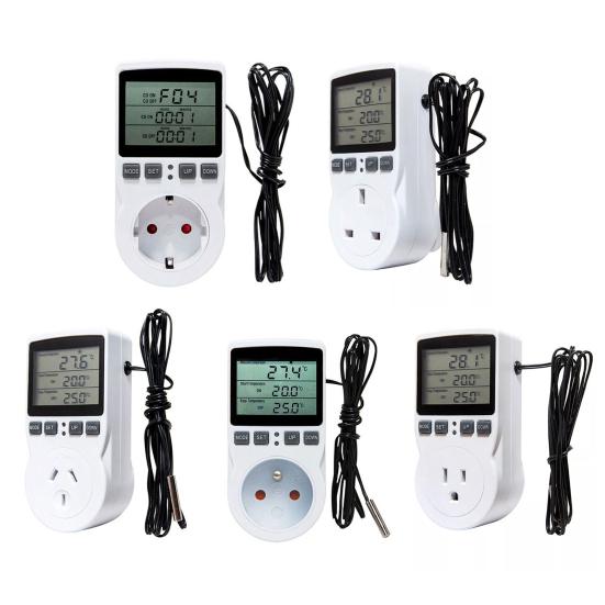 Контроллер температуры 16A 230V ЖК-дисплей с большим экраном, цифровой термостат, розетка для теплового коврика