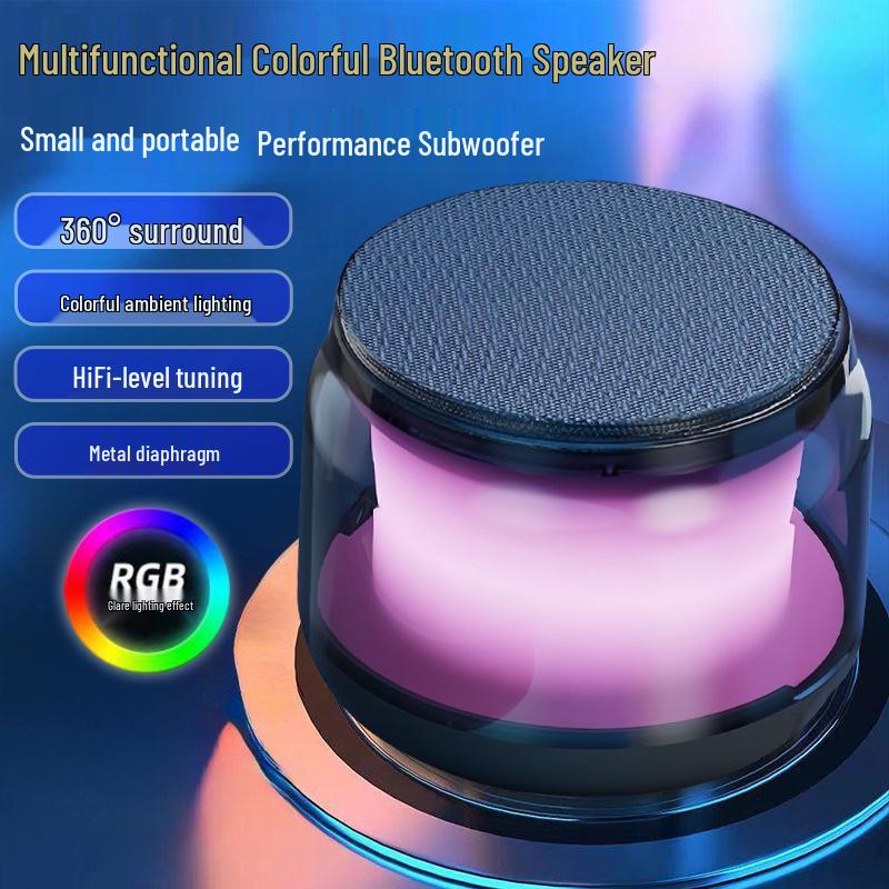 Мини Bluetooth-колонка S100: Прозрачный дизайн с подсветкой и высококачественный звук Сабвуфер
