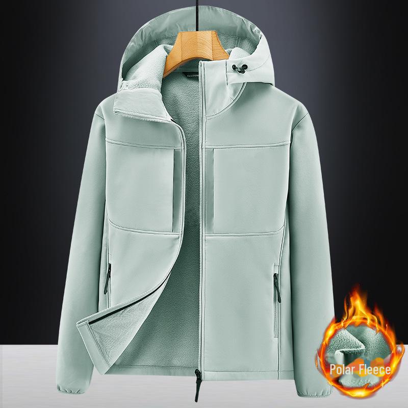 Men's Wind & Waterproof Plus Velvet Soft Shell Jacket - Thick, Large Size for Autumn/Winter