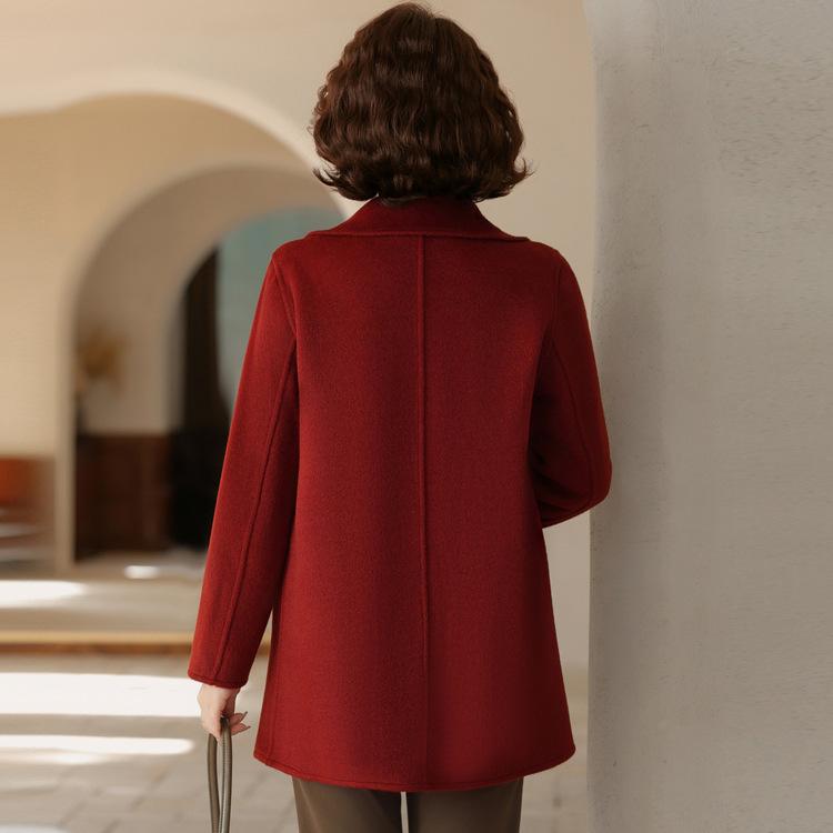 Новое китайское пальто мамы осенью, новое шерстяное пальто свободного кроя в западном стиле для женщин среднего и пожилого возраста на весну и осень.