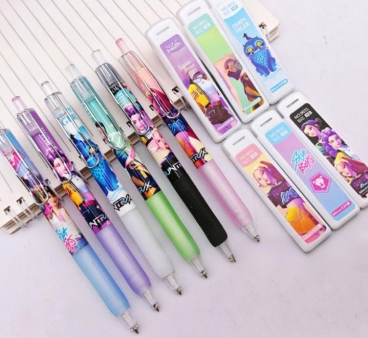 KPOP Demon Huntress Group Push-action Activity Pencil Set with Non-fracturable Lead Pencil Combo Student Supplies