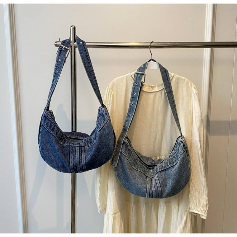 Студенческая сумка через плечо, японская джинсовая сумка Харадзюку для девочек, корейская универсальная сумка кроссбоди, женская сумка-пельмень через плечо