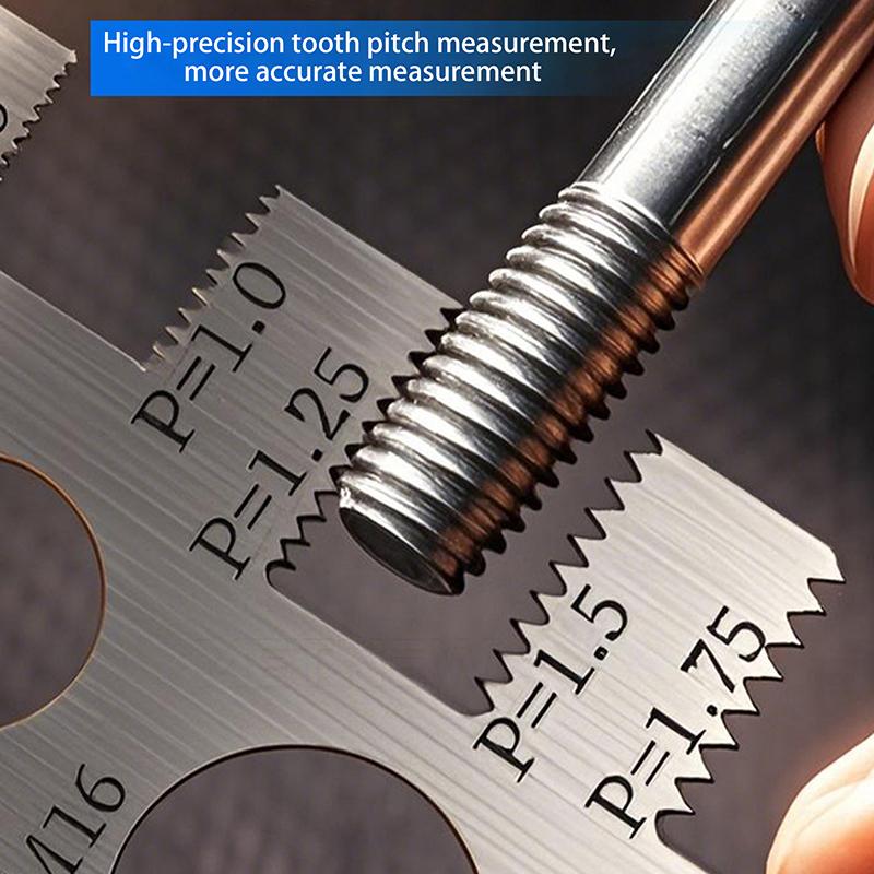 Space-saving Screw Measurement Tool, Industrial Pitch Gauge Ruler for Bit, Bolt, Nut, Craft