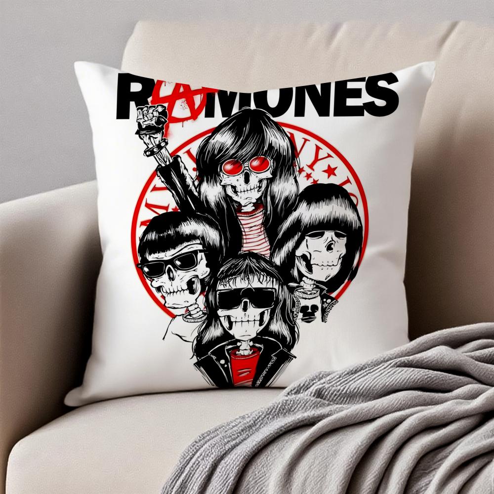 Band Punk RRamones Cushion Cover Pillowcase Antidustmite Invisible Zipper Short Plush Sofa Cushion