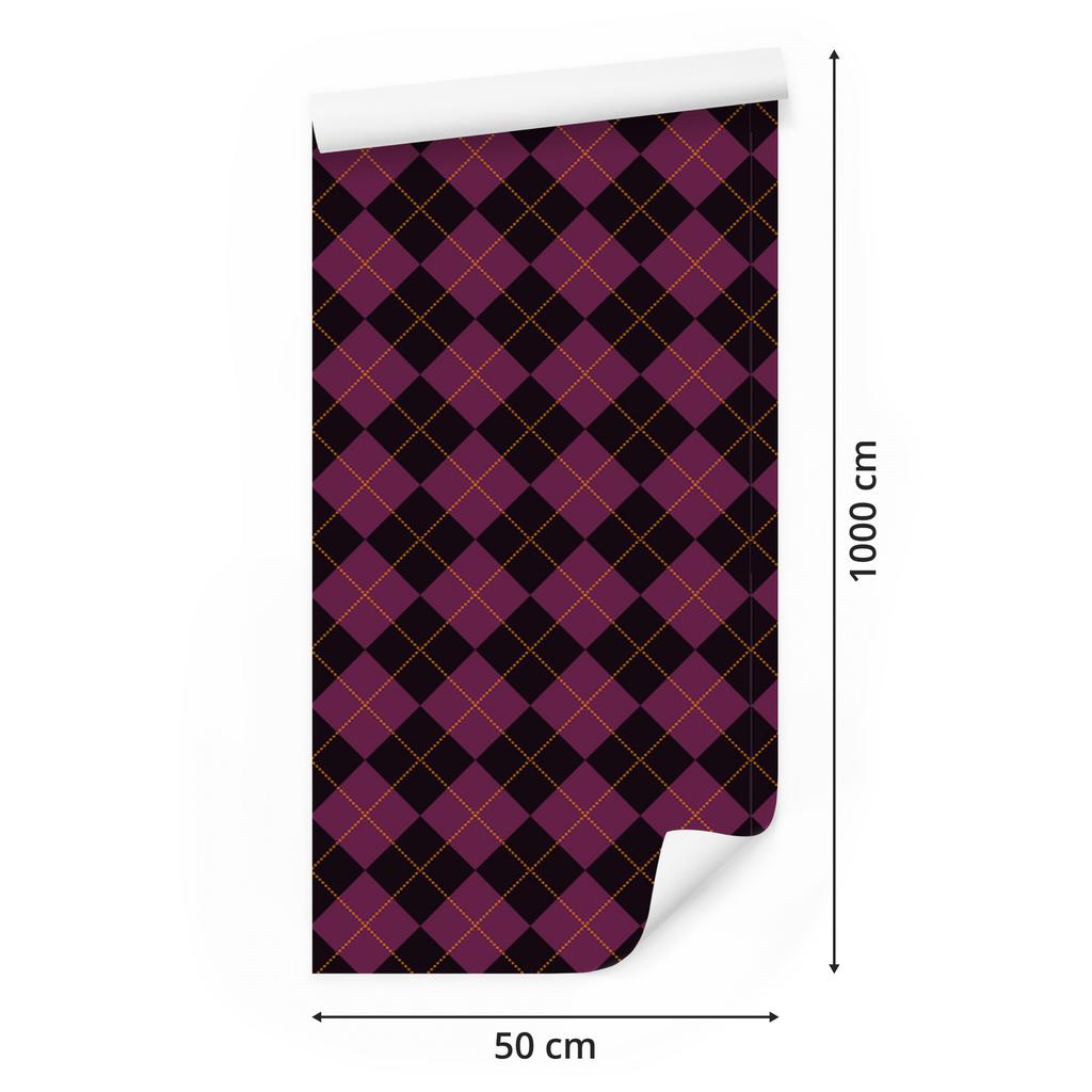 Halloween Plaid Wallpaper Burgundy and Black for Living Room and Bedroom 50x1000