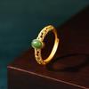 2023 Auspicious Cloud Pattern Natural Jasper Open Ring - Women's Retro Court Style