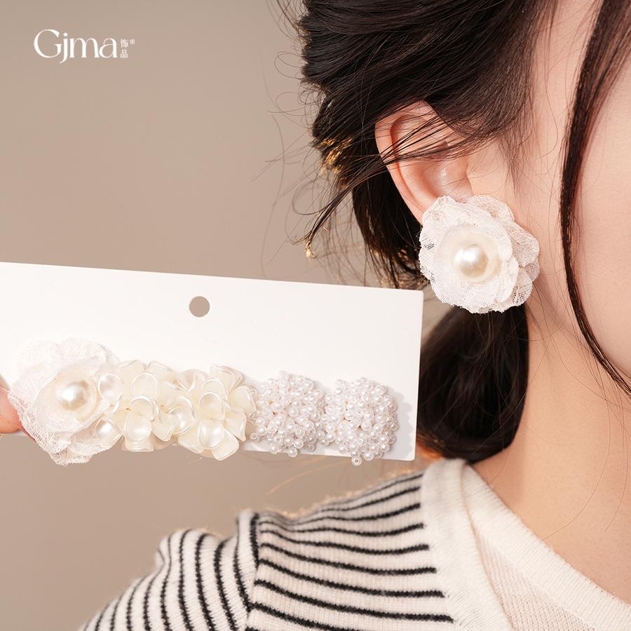 Sweet Flower Pearl Earrings Set Elegant Luxury Jewelry for Women