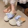 [Ushilai] Thick-bottomed Flat-bottomed Bag Head Slippers for Women's 2025 Summer New Non-slip Boken Semi-slippers