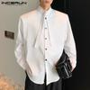 Men Stand Collar Long Sleeve Shirts Office Blouse