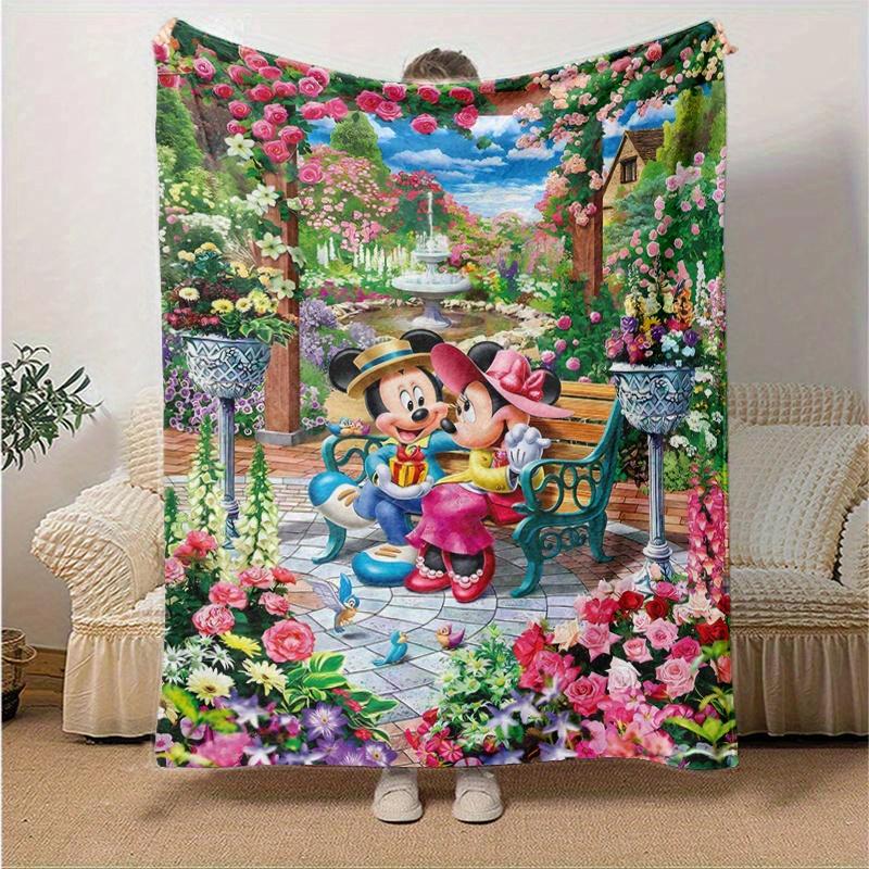 1pc, Mickey and Minnie (9) Home Decor Blanket: A Cozy Flannel Throw for Bedroom, Living Room, Travel, Camping, Car, Beach, Office Naps, Perfect Gift f