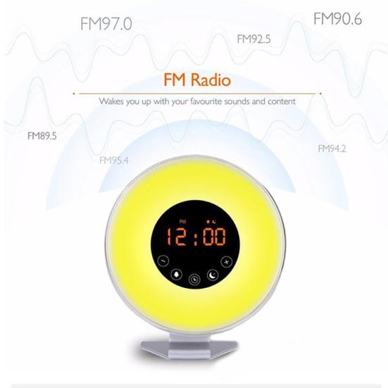 Будильник с восходом солнца, Световой будильник, Цифровое FM-радио, Звуки природы, Сенсорное управление