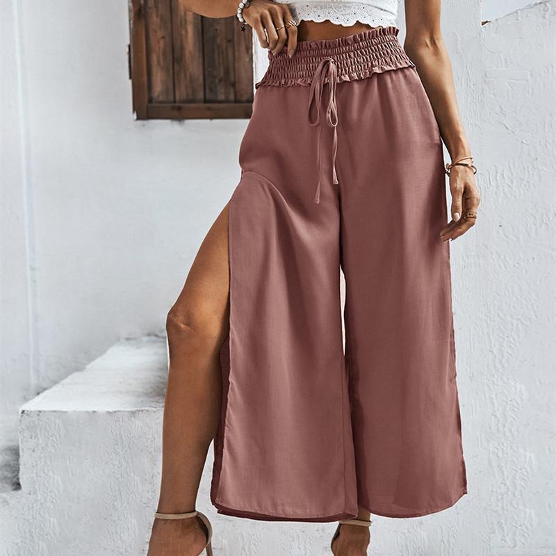 Летние женские атласные шифоновые широкие капри с высокой талией в стиле Харадзюку, мешковатые прямые брюки, женские брюки