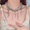 Multi-Layer Pearl Necklace Spice Girl Cross Pendant Necklace New Women's Choker
