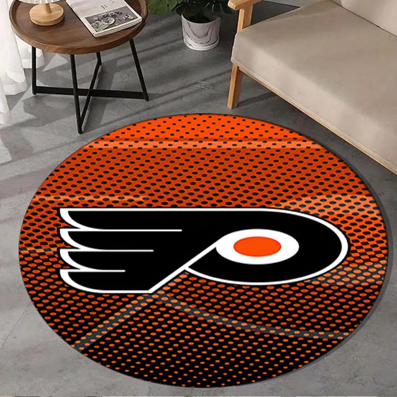 1PC Flyers Hockey Team Round Rug, Non-slip Chair Mat, Home Decor, Circle Carpet Perfect for Office, Bedroom, Living Room,Christmas gift