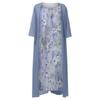 Women's Casual Fashion Print Round Neck Medium Long Length Two Piece Set Dress