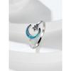 European and American Light Luxury Fashion Crescent Moon Star Blue and White Diamond Womens Versatile Ring