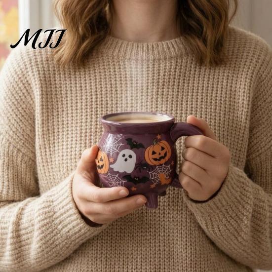 Керамическая кружка для микроволновой печи, Хэллоуинская кружка-котел witches, 360 мл, Чашка с рисунком призрака, тыквы, паутины, Жуткая посуда для вечеринки,