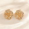 Retro flower alloy earrings electroplated gold three-dimensional antique stud earrings women's niche design petal earrings