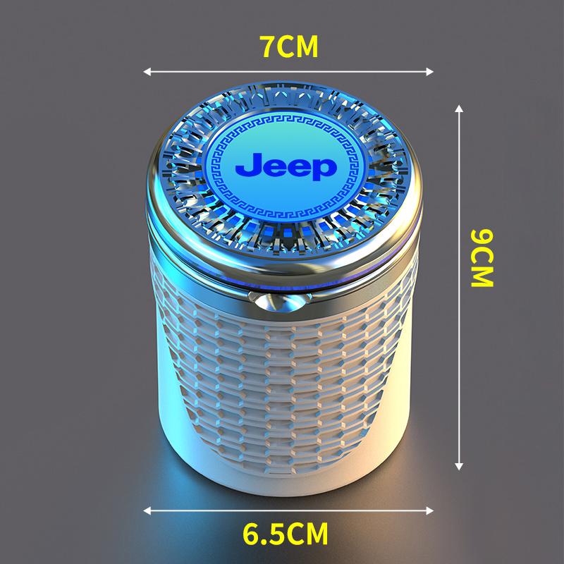 Car Logo LED Light Portable Ashtray Auto Accessories For Jeep Grand Gladiator Compass Cherokee Wrangler JK Renegade Patriot Libe MWGHF1