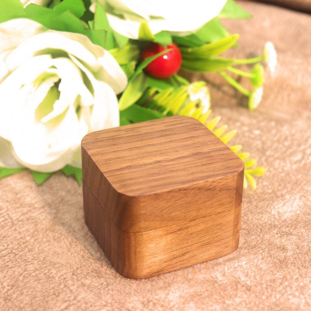 Square Rings Bearer Box 1/2 Slots Jewelry Organizer Simple Rings Display Case Propose