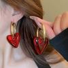 Винтажные Серьги-подвески Красное Сердце для Женщин Преувеличенные Смоляные Большие Круглые Серьги-гвоздики Любовь Свадебные Ювелирные Аксессуары