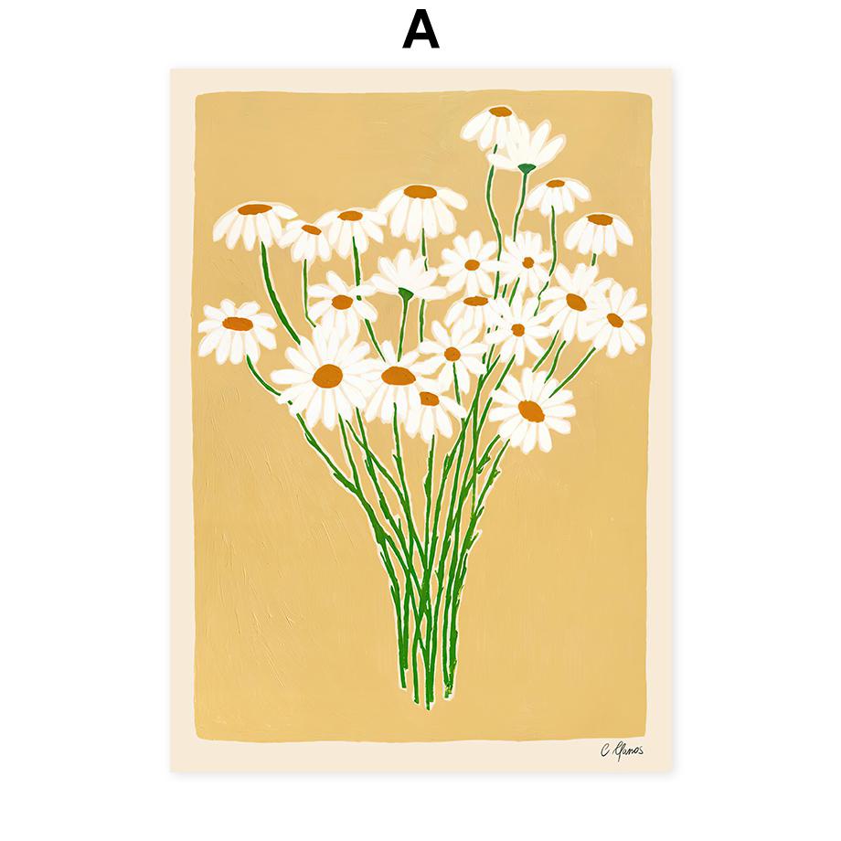 Абстрактные цветы Ваза Настенное искусство Постеры Принты Холст Декоративная живопись Украшение стены Фрески Картинки Бохо Декор для гостиной