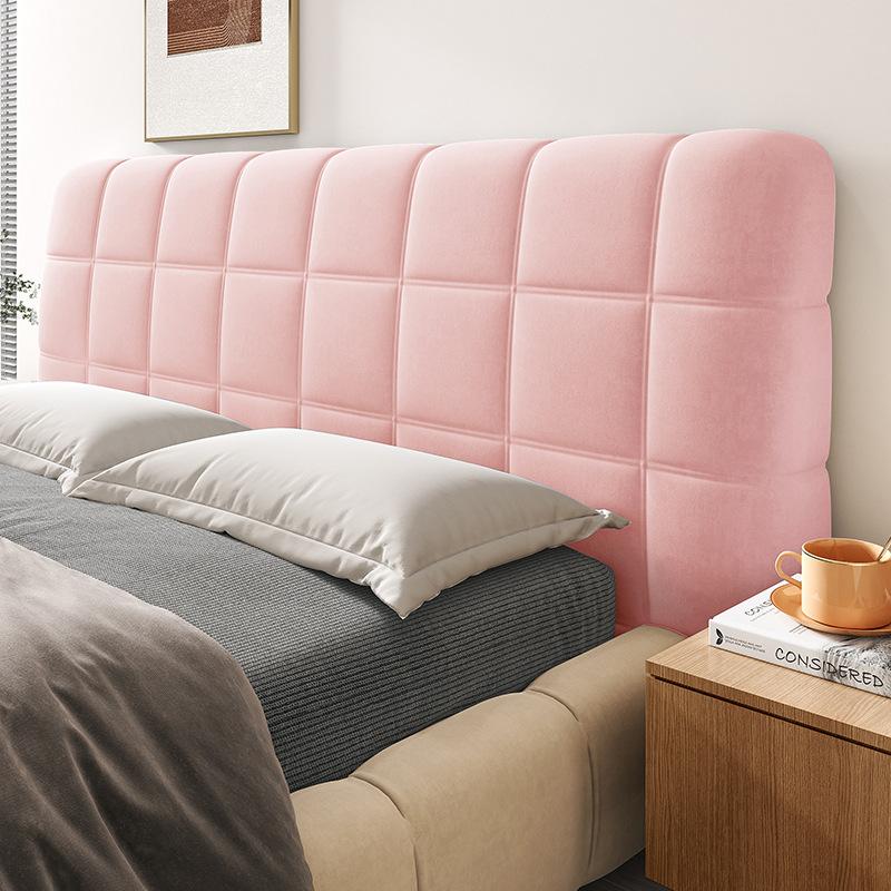 Утолщенный бархатный плюшевый стеганый чехол на изголовье кровати, роскошный однотонный чехол для кровати размера «queen-size», фланелевый универсальный чехол на изголовье кровати