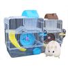 Double Layer Villa Shape Iron Wire Cage with Feeding Bowl Running Wheel Slide Toy for Pet Hamster