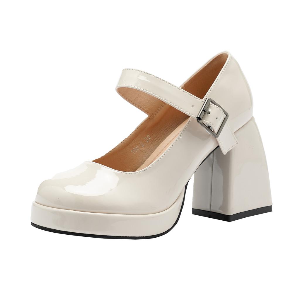 Версия из овчины туфли на высоком каблуке женские свадебные туфли французский ремешок Мэри Джейн водонепроницаемые на толстом каблуке туфли-лодочки темперамент подружки невесты