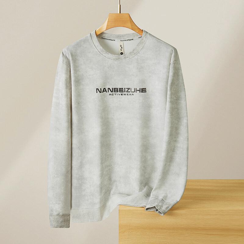 Мужская весенняя футболка с круглым вырезом и длинным рукавом, новая свободная универсальная футболка