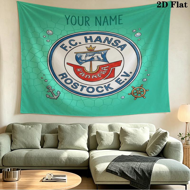 Custom Name FC Hansa Rostock Printed Tapestry – Wall Hanging for Bedrooms, Dorms, and Home Decor