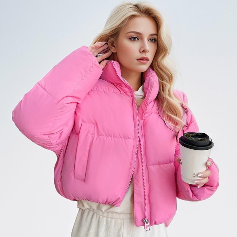 Зимняя женская короткая хлопковая куртка, утолщенная, теплая, модная, стоячий воротник, длинное хлопковое пальто, однотонная куртка на молнии, свободный халат