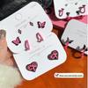 Серьги-сердечки в виде черных и розовых бантов с серебряными иглами — милый и классный стиль, изысканный нишевый дизайн