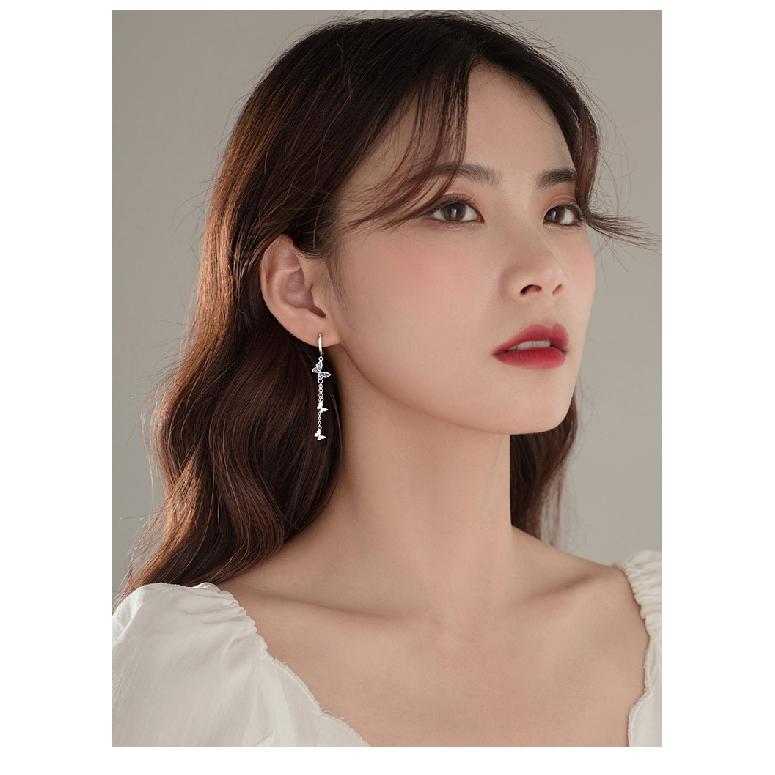 Оптовая продажа, модные очаровательные серьги-кольца из серебра 925 пробы, минималистичные бриллиантовые серьги-кольца с эффектом бабочки для женщин, унисекс, ювелирные изделия для вечеринок