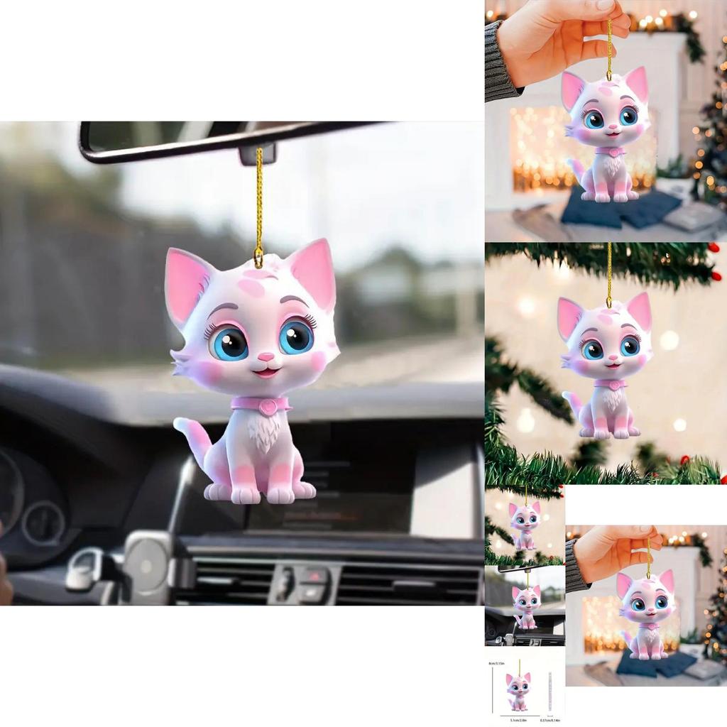 Adorable Pink Acrylic Cartoon Style Car Hanging Decoration For Trendy Vehicle Decor