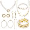European and American fashion jewelry accessories, retro high-end diamond necklace earrings, French creative pearl necklace set