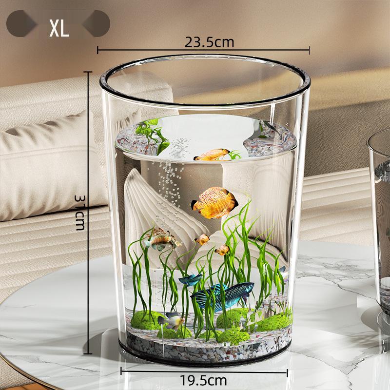 Elegant Transparent Fish Tank with Base Cabinet - Creative Living Room Aquarium Ornament and Artificial Pond Landscaping