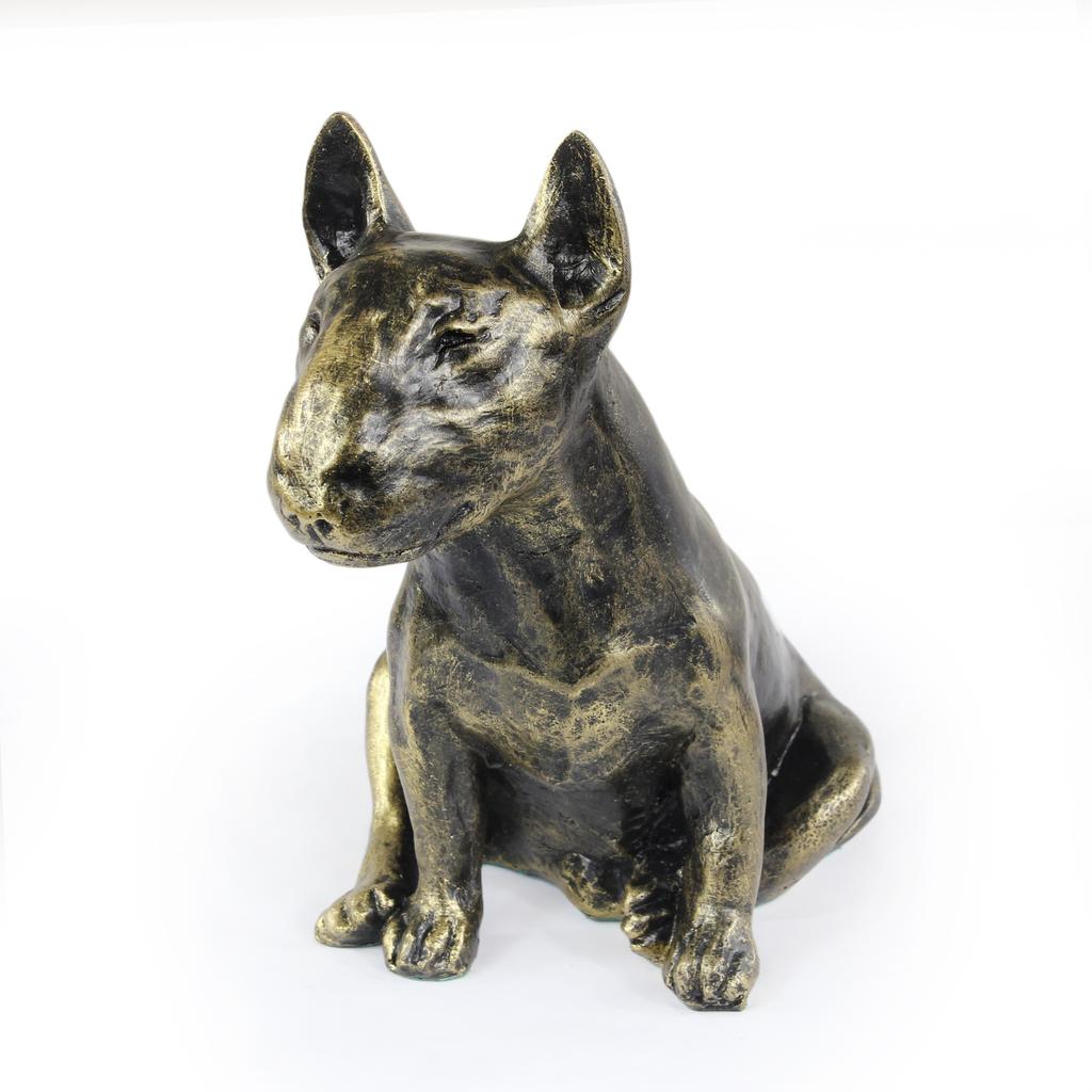 Bull Terrier, Bully I - dog statue, sitting dog for desk, decoration for the living room of a dog lover by Art-Dog