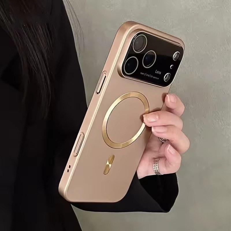 Для Magsafe Магнитный чехол с большим окном для iPhone 17 16 15 14 Pro Max Air Беспроводная зарядка Тонкий Матовый Ультратонкий ПК Бронированный чехол