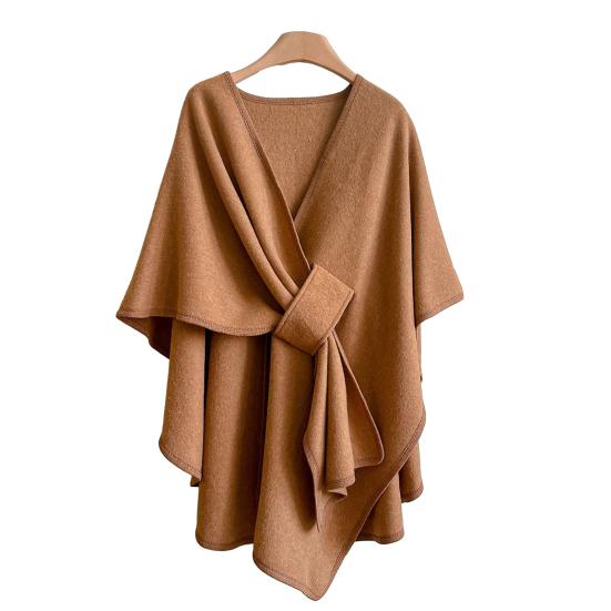 Women Draped Shawl Adjustable Crossover Front Lightweight Soft Warm Shawl Scarf Cape Cardigan Solid Color Knitting Shawl