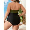 2025 Solid Patchwork Plus Size Swimwear Women Tied Halter Hollow One Piece Swimsuit Push Up Backless Big Bathing Suit