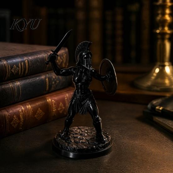 Detailed Muscle Armor Figurine 3D Printed Female Gladiator Statue, Spartan Woman Warrior with Cool Shield, Historical Desktop Ornament for Home Office