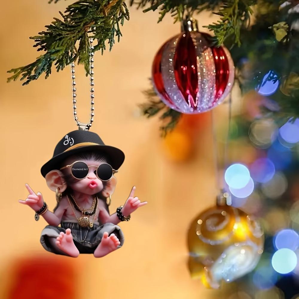 Акриловая плоская двухмерная подвеска в виде обезьяны в капюшоне на автомобиль подойдет для украшения на праздники, День святого Валентина и Рождество, а также в качестве подарка для пар, дома и аксессуаров.